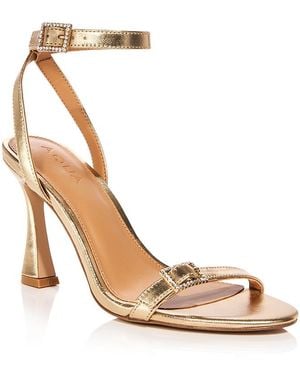 Aqua Dayton Leather High Heel Sandals - Metallic