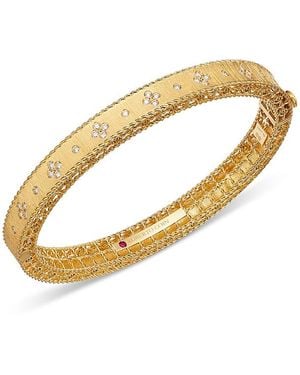 Roberto Coin 18K Venetian Princess Diamond Flower Bangle Bracelet - Metallic