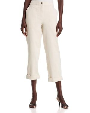 Eileen Fisher Cotton Stretch Corduroy Ankle Straight Pants - Natural