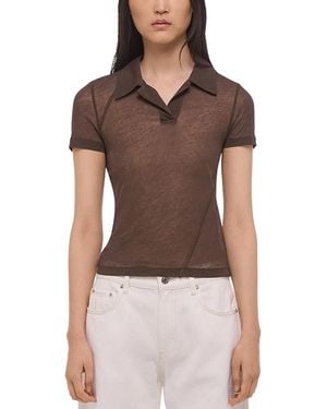 Helmut Lang Twisted Polo Zerosca Top - Brown