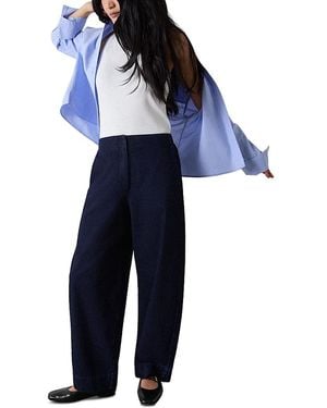 Whistles Cotton High Rise Barrel Pants - Blue