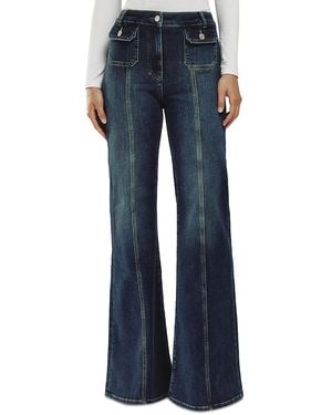Reiss Petite Glora Mid Rise Button Detail Flare Jeans - Blue