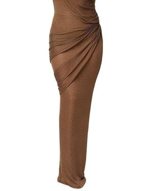 JLUXLABEL Opulent Metallic Maxi Skirt - Brown