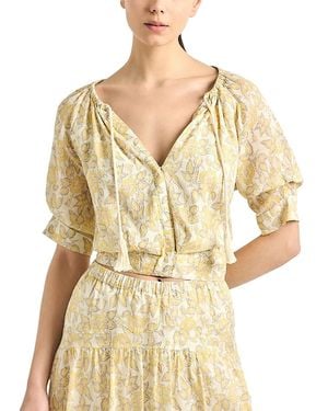 10 Crosby Derek Lam Suri Printed Blouse - Natural