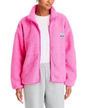 American Vintage Fleece Zippered Jacket - Pink