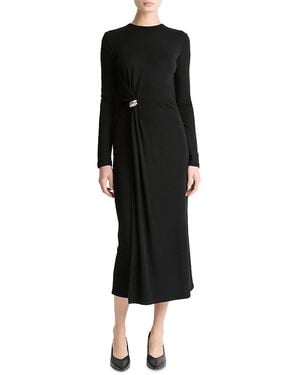 Vince Side Drape Midi Dress - Black