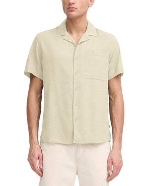 Solid Linen Short Sleeve Button Up Shirt - Natural