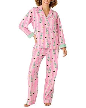Pj Salvage Cupcakes & Champagne Cotton Long Sleeve Pajama Set - Pink