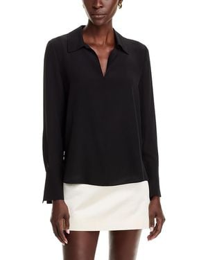 Kobi Halperin Aliza Silk Collared Long Sleeve Blouse - Black