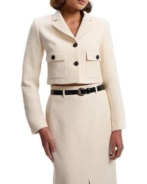 Karen Millen Double Button Tweed Cropped Jacket - Natural