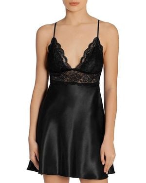 In Bloom Satin Charmeuse Chemise - Black