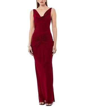 Nicholas Calia Sleeveless Deep Cowl Neck Maxi Dress - Red