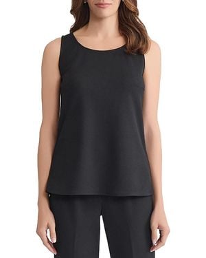 Ming Wang Stretch Deco Crepe Scoop Neck Tank - Black