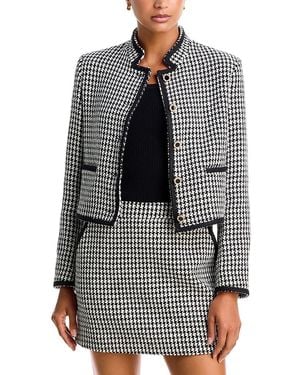 Aqua Mixed Houndstooth Button Front Jacket - Black
