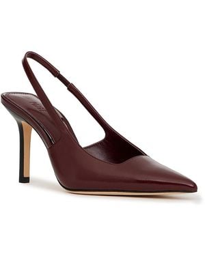 PAIGE Sienna Glossy Leather Slingback Pumps - Brown