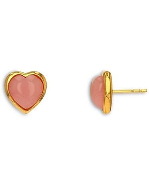 Moon & Meadow 14K Jade Heart Bezel Stud Earrings - White