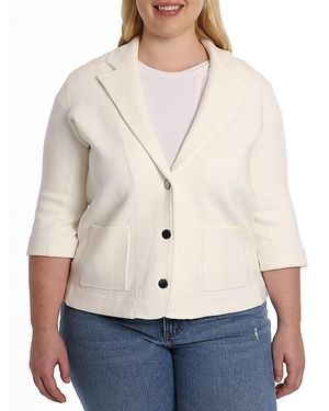 Minnie Rose Plus Size Cotton Blend Blazer - Natural