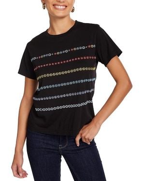 Lauren Moshi Ursula Crystal Evil Eye Stripe Top - Black