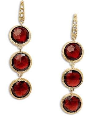 Marco Bicego 18K Jaipur Color Garnet & Diamond Drop Earrings - Red