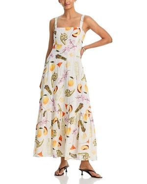 Aqua Printed Eyelet Maxi Dress - Metallic