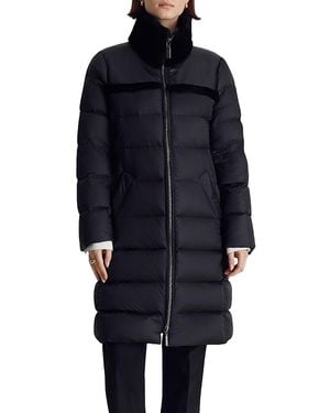 Dawn Levy Milan Down Coat With Shearling Trim - Blue