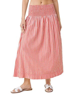 Splendid Gigi Gingham Midi Skirt - Pink