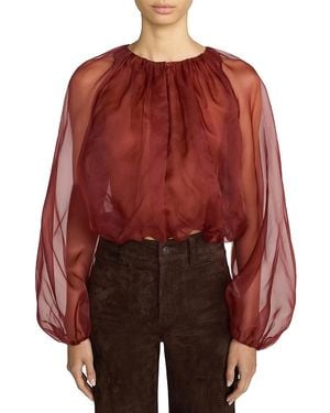 FRAME The Sheer Silk Balloon Blouse - Red