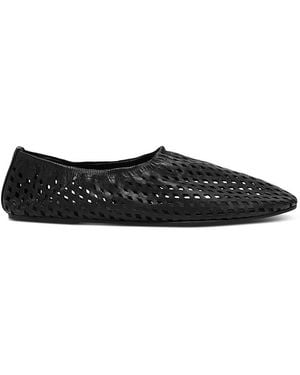 Whistles Laser Cut Leather Ballet Pumps - Black