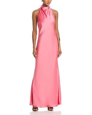 aqua charmeuse halter neck long dress Aqua Charmeuse Halter Neck Long Dress in Red