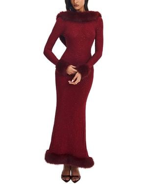 Miss Circle Melrose Rhinestone Mesh Low Back Mermaid Dress - Red