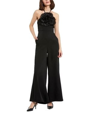Mac Duggal Flower Embellished Crepe Halter Neck Jumpsuit - Black