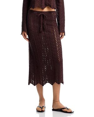 Aqua Crochet Midi Skirt - Red