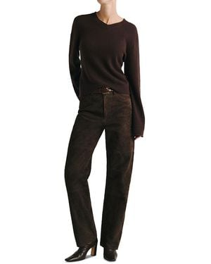 DL1961 Daria Leather High Rise Slim Straight Leg Jeans - Black
