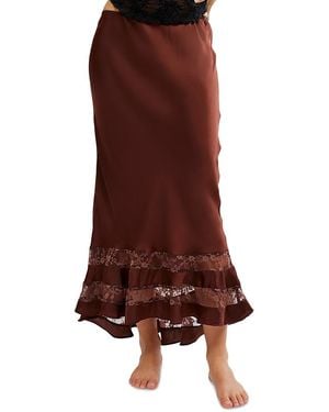 Free People Long Lost Lover Slip Skirt - Brown