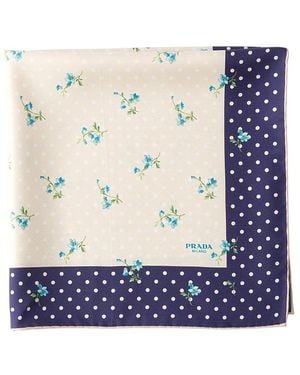 Prada Printed Silk Twill Scarf, 55 X 55 Cm - Blue