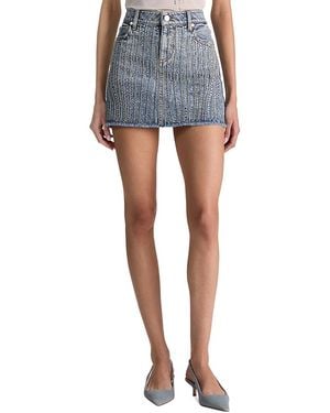 Alice + Olivia Kiera Embellished Denim Mini Skirt - Blue