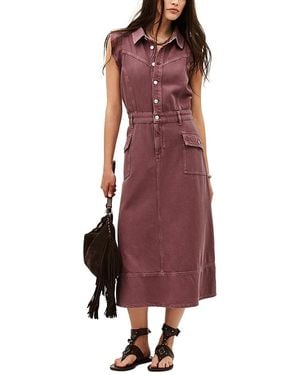 Ba&sh Robe Risol Cotton Midi Dress - Purple