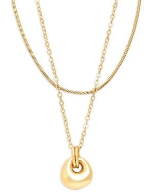 Aqua Layered Pendant Necklace, 18 - Metallic