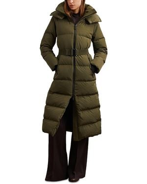 Reiss Colette Longline Puffer Coat - Green