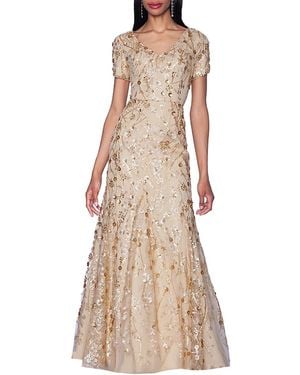 Shani V-Neck Embroidered Gown - Natural