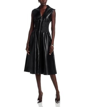AREA STARS Faux Leather Zippered Dress - Black