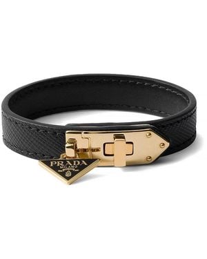Prada Saffiano Leather Bracelet - Black