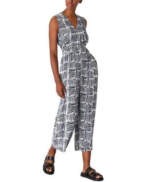 Whistles Petites Hatched Squares Jumpsuit - Blue