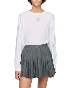 Sandro Ezrane Embroidered Long Sleeve Tee - Grey