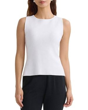 Ming Wang Boat Neck Ribbed Soft Knit Tank - White