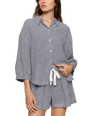 Eberjey Linen Blend Relaxed Pajama Shorts - Gray