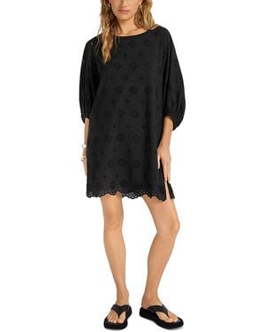 Matty M Ona Cotton Eyelet Popover Dress - Black