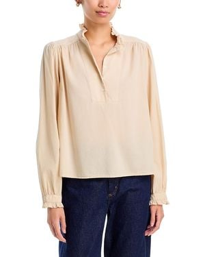 Xirena Dorien Cotton Ruffle Collar Top - Blue