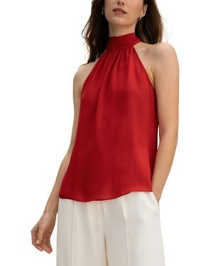 LILYSILK Silk Georgette Halter Neck Top - Red