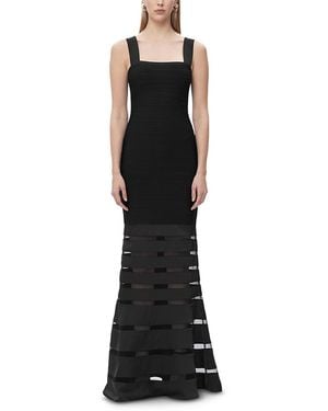 Hervé Léger The Claudia Bandage Illusion Stripe Gown - Black